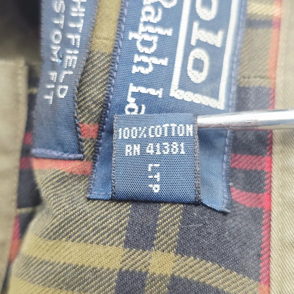 Polo Ralph Lauren Whitfield Button Down Flannel Green/Red Mens Large Custom Fit